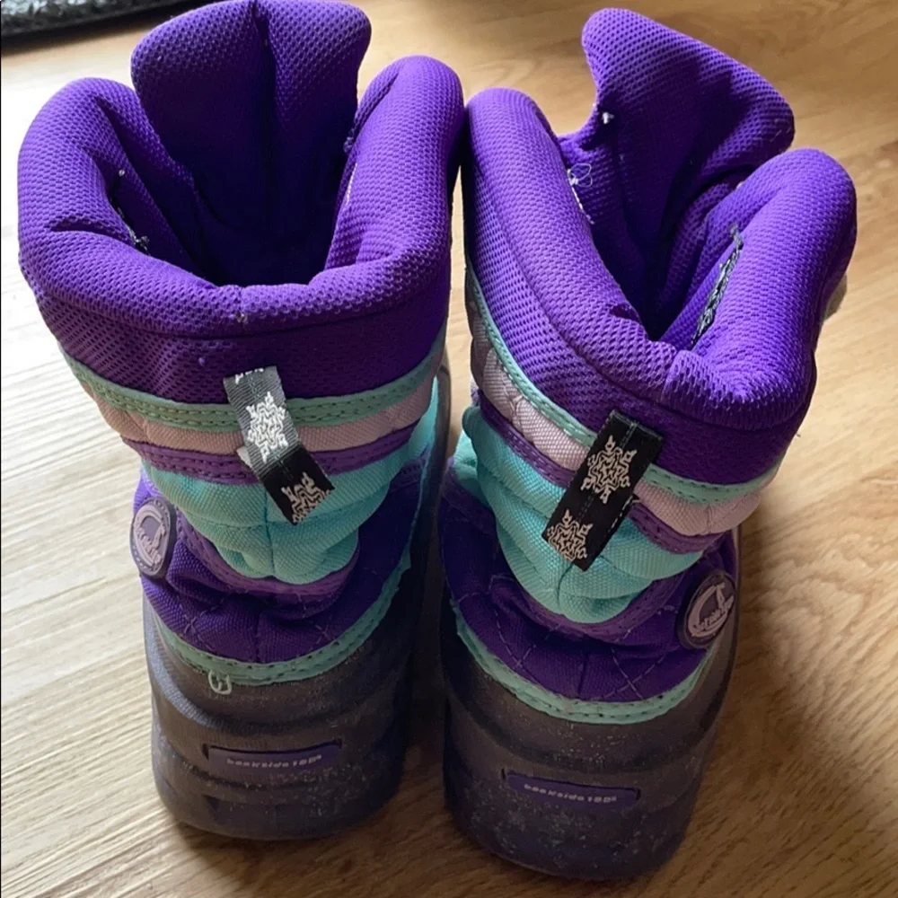 Purple girls winter rubber snow boots size 3